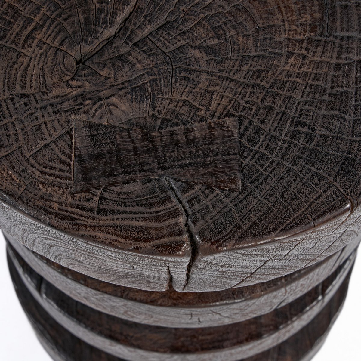 Walnut Wood Side Table - Modern Accent Table with Tiered Rings