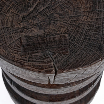 Walnut Wood Side Table - Modern Accent Table with Tiered Rings