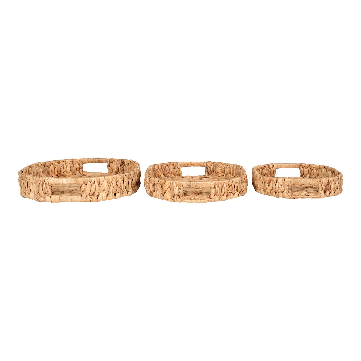 Water Hyacinth Serving Trays - Natural Rustic Set of 3