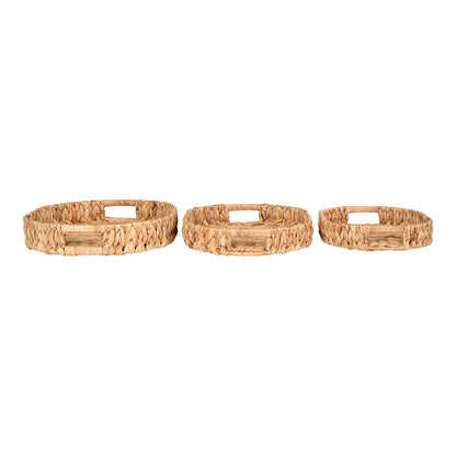 Water Hyacinth Serving Trays - Natural Rustic Set of 3