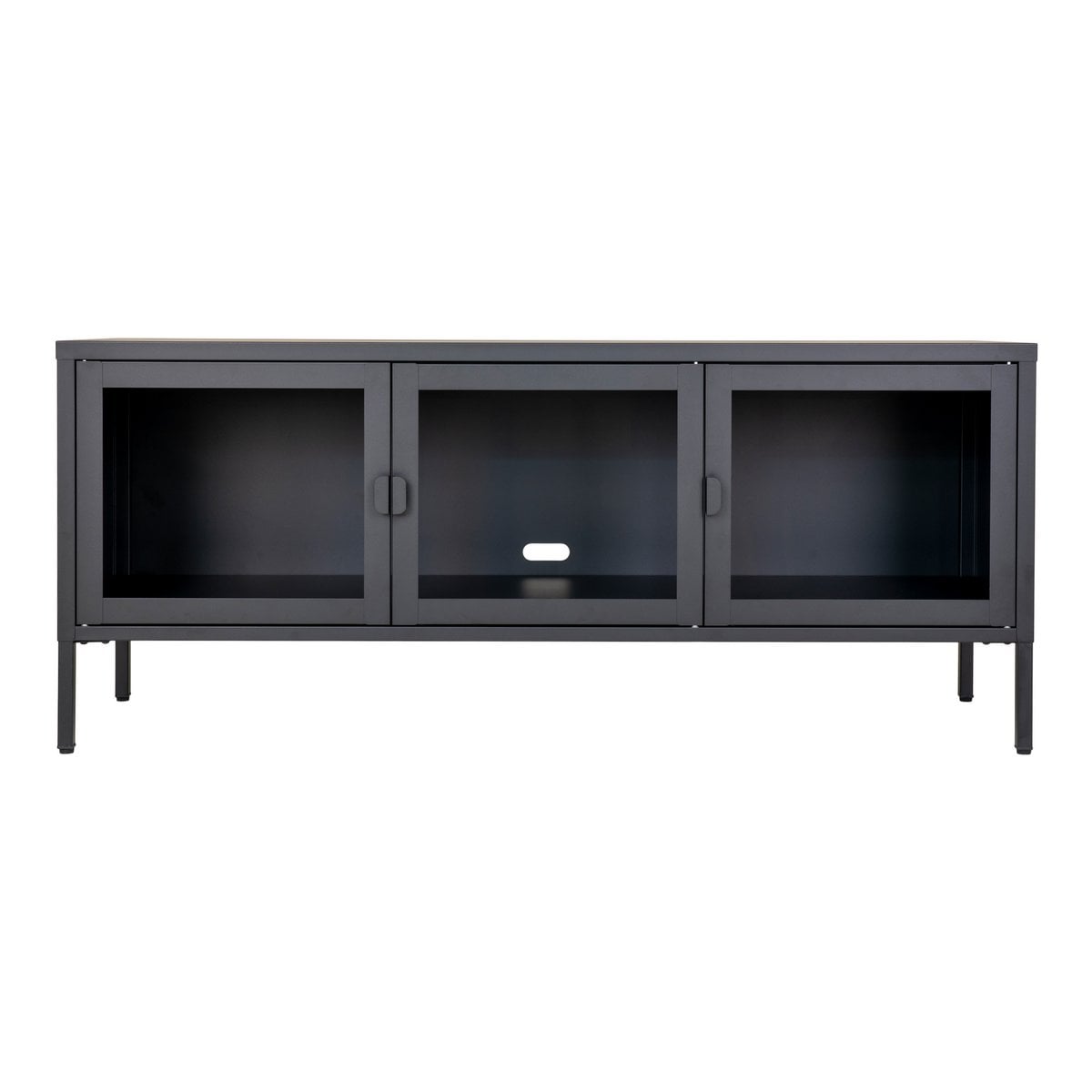 Brisbane TV-Bench - Black, Steel/Glass, 130x40x55 cm