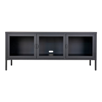 Brisbane TV-Bench - Black, Steel/Glass, 130x40x55 cm