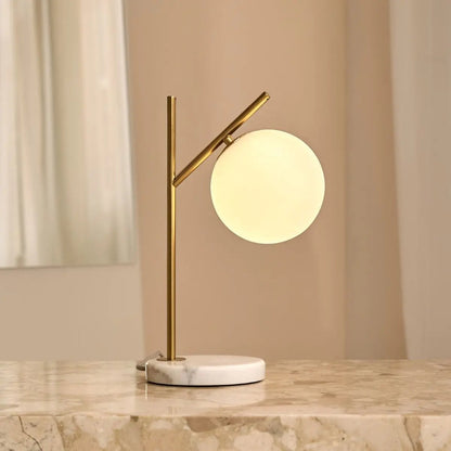 Marble Table Lamp with Frosted Glass – Modern Bedside Lamp