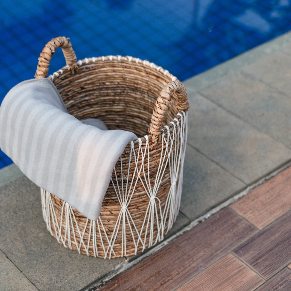 Banana Fiber Laundry Basket - Boho Plant & Storage Basket