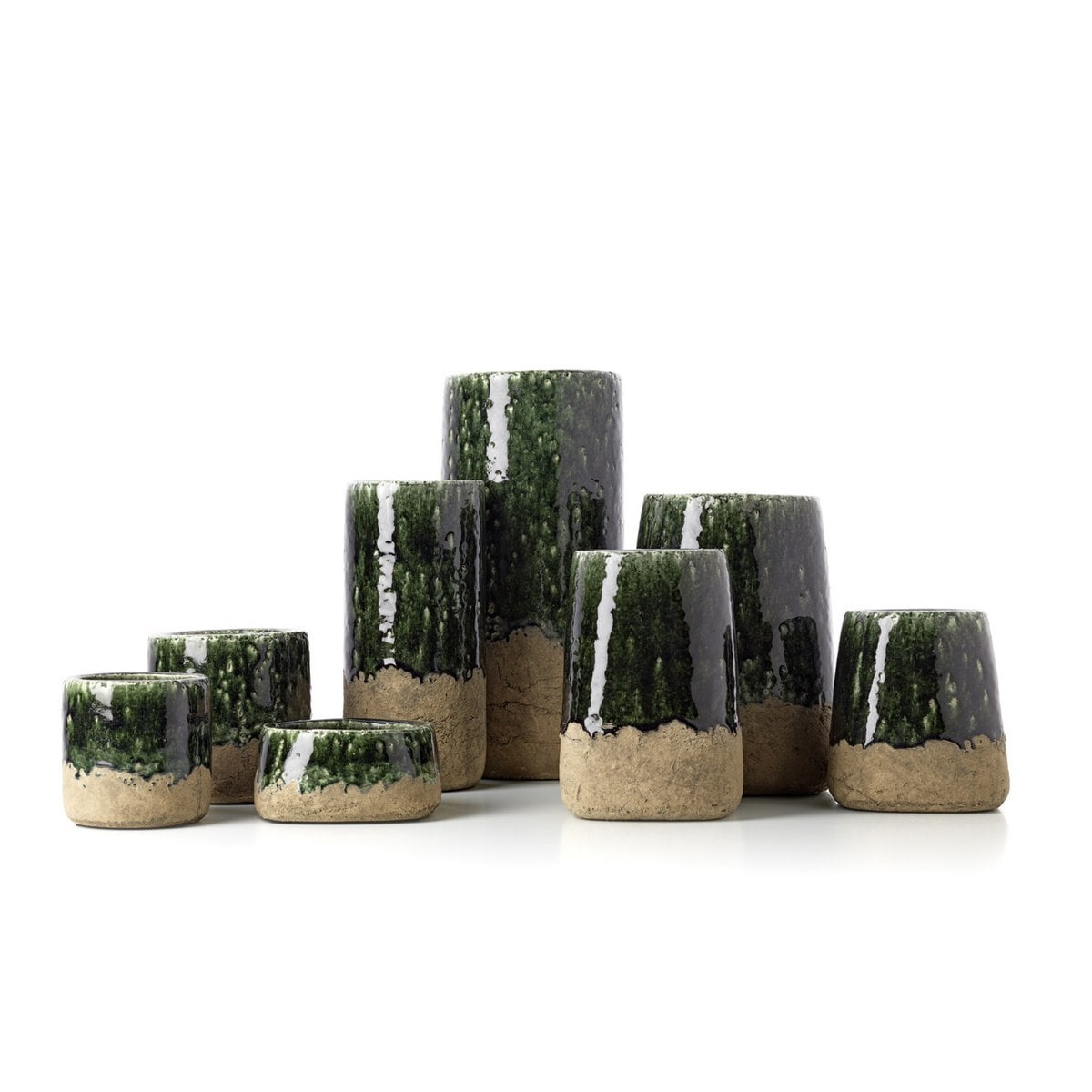 The Moss Bowl Planter - Concrete Green - Low