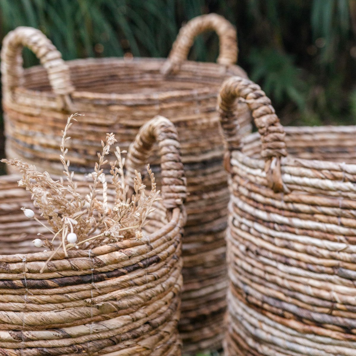 Banana Fibre Laundry Basket – Handwoven Plant & Storage Basket