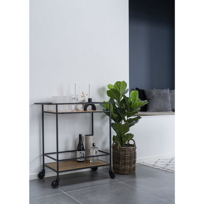 Vita Bar Trolley - oak look, black, 68x40x79cm