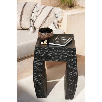 Suar Wood Stool - Black Montano Accent Stool for Indoor Spaces