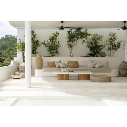 Seagrass Pouffe Ottoman - Natural Woven Footstool - 100cm