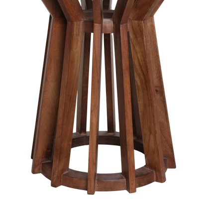 Marble Side Table - Black Mango Wood Accent Table, 40x40x50 cm