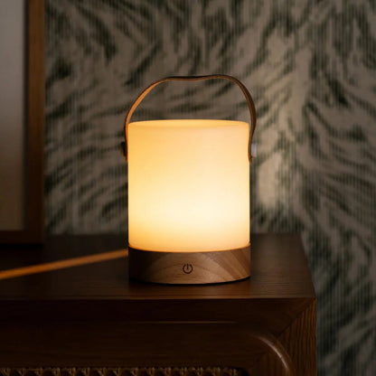 Cordless Wooden Table Lamp – Light Brown Dimmable Rechargeable Lamp