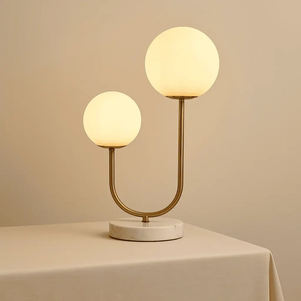Giorgia Elegant Marble Lamp | Frosted Glass Bulbs & Corded Lamp