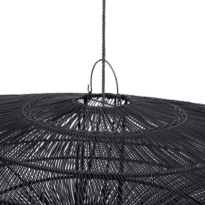 Rattan Pendant Light - XL Black Macaron Lamp for Indoor Lighting