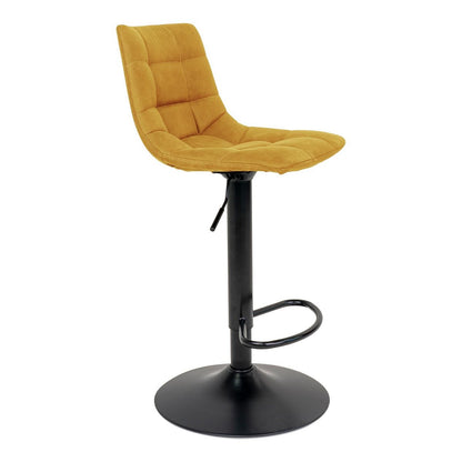 Middelfart Bar Chair - Mustard Yellow Velvet with Black Legs - set of 2