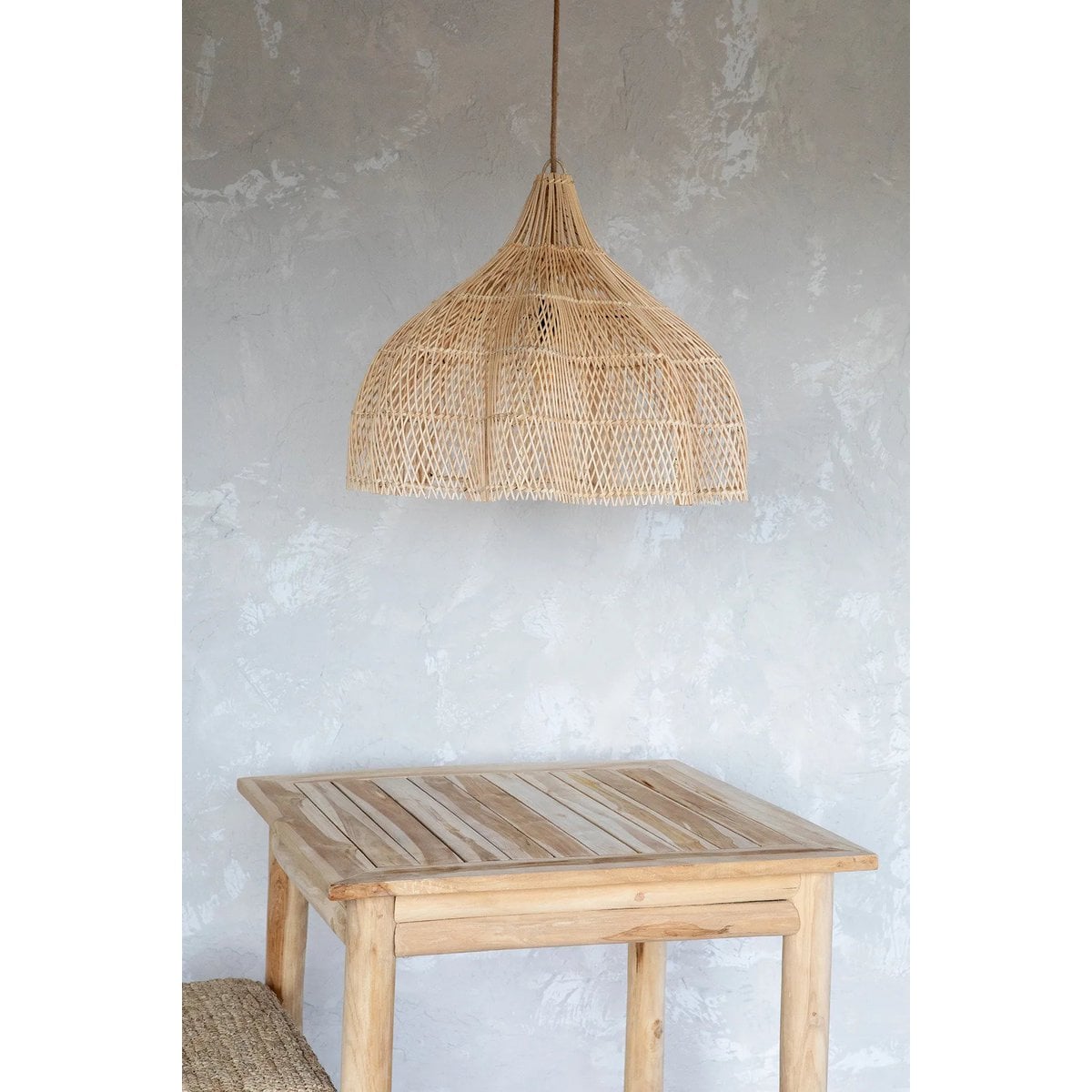 Rattan Pendant Light - Natural Handwoven Hanging Lamp - Medium