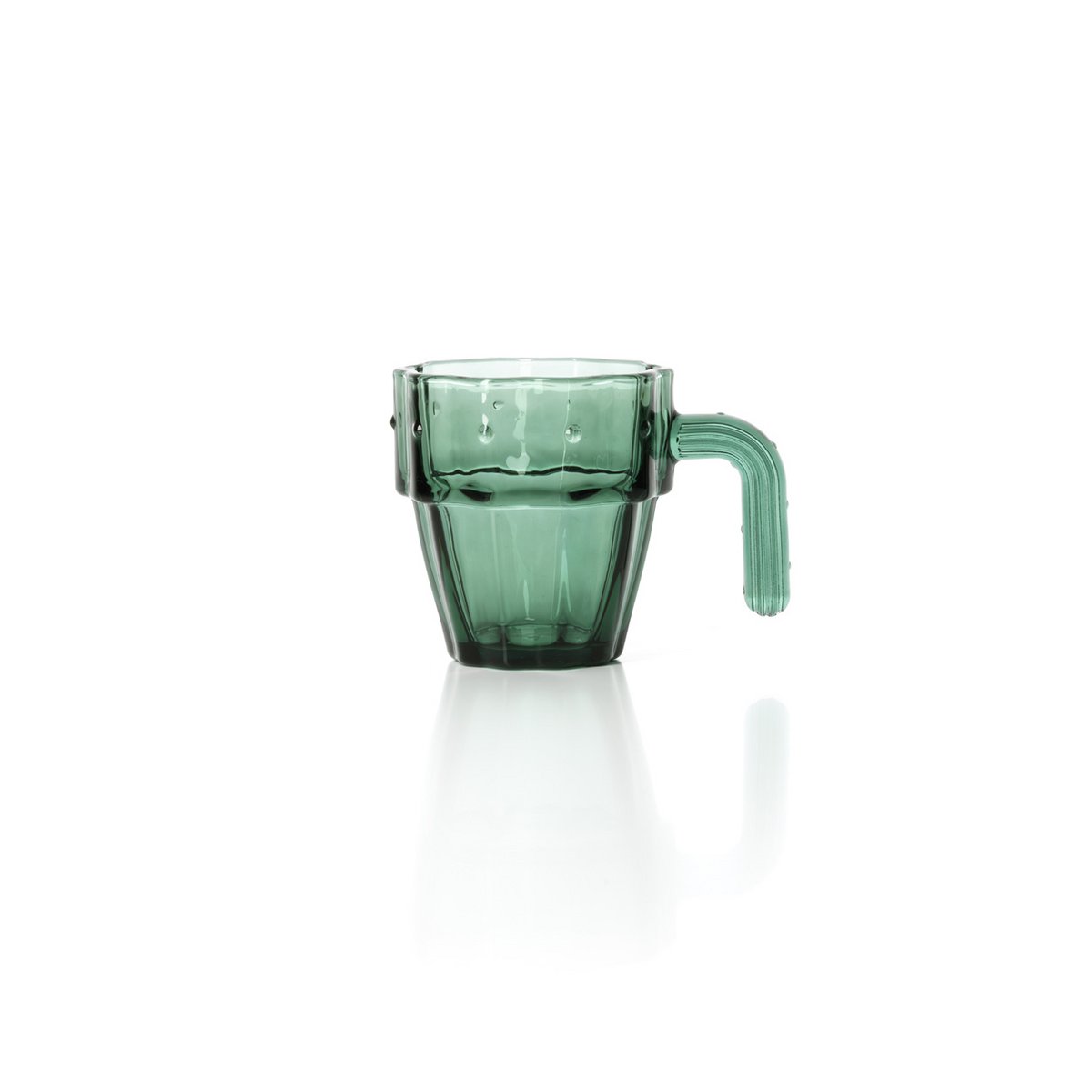 Green Stackable Water Glasses - Cactus Design, Set of 4