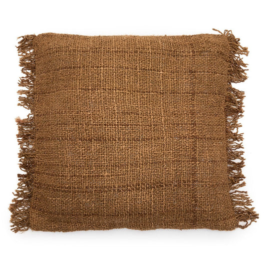 Cotton Cushion Cover - Brown Boho Throw Pillow for Sofa or Bed, 60x60