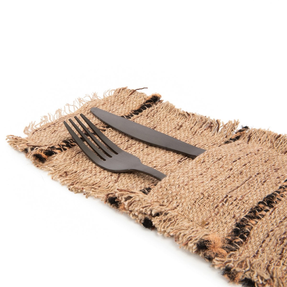 Cotton Cutlery Holder - Beige and Black Decorative Knife Rest