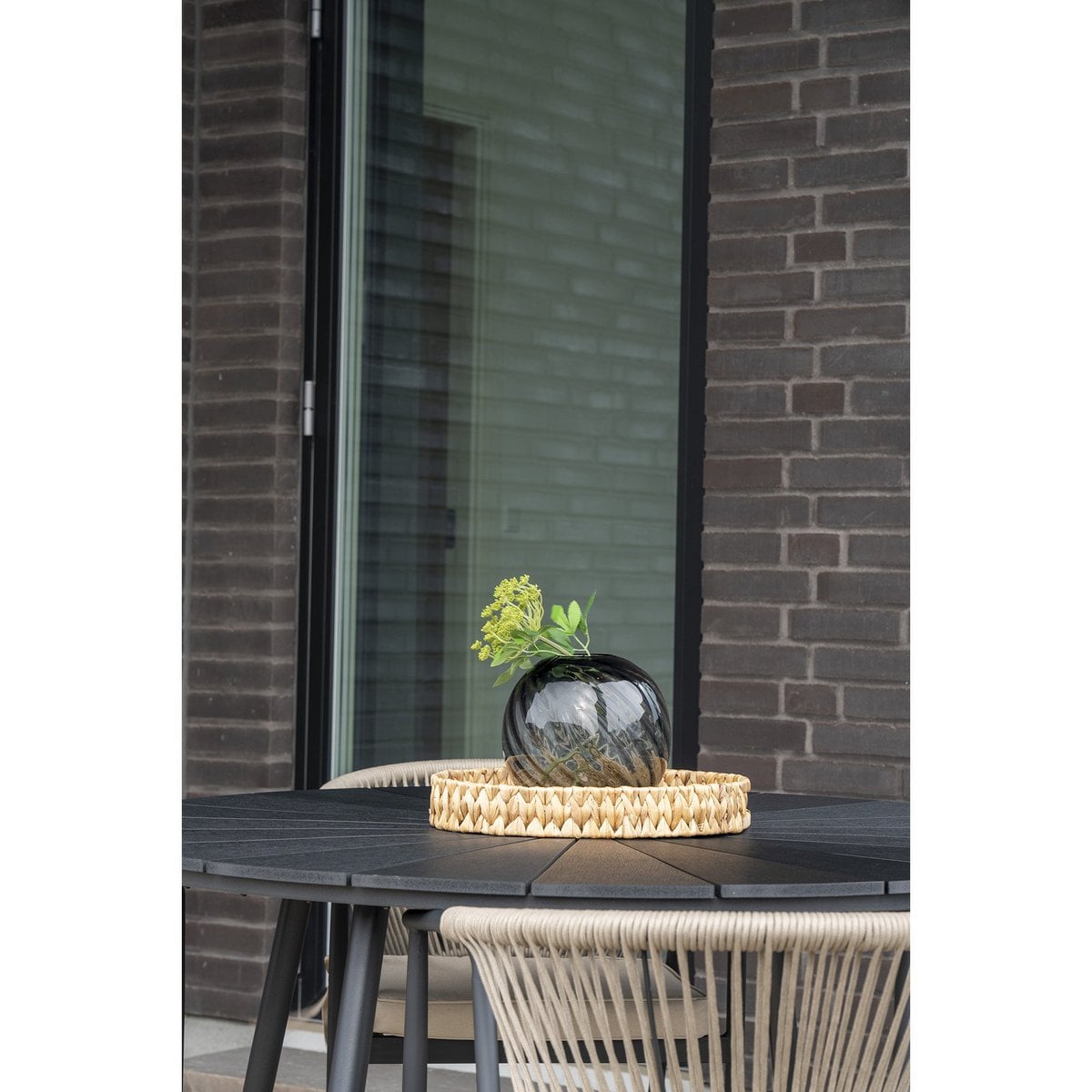 Glass Vase - Grey Mouthblown Modern Decor, Ø20x19cm