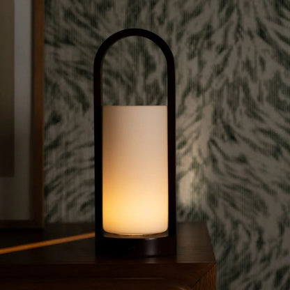 Scandinavian Wooden Table Lamp – Cordless Dimmable LED, Dark Brown