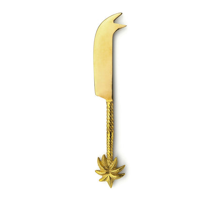 Brass Cheese Knife - Palm Tree Design, Gold Finish