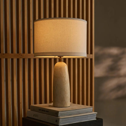 Marble Table Lamp with Cotton Shade – Elegant Design