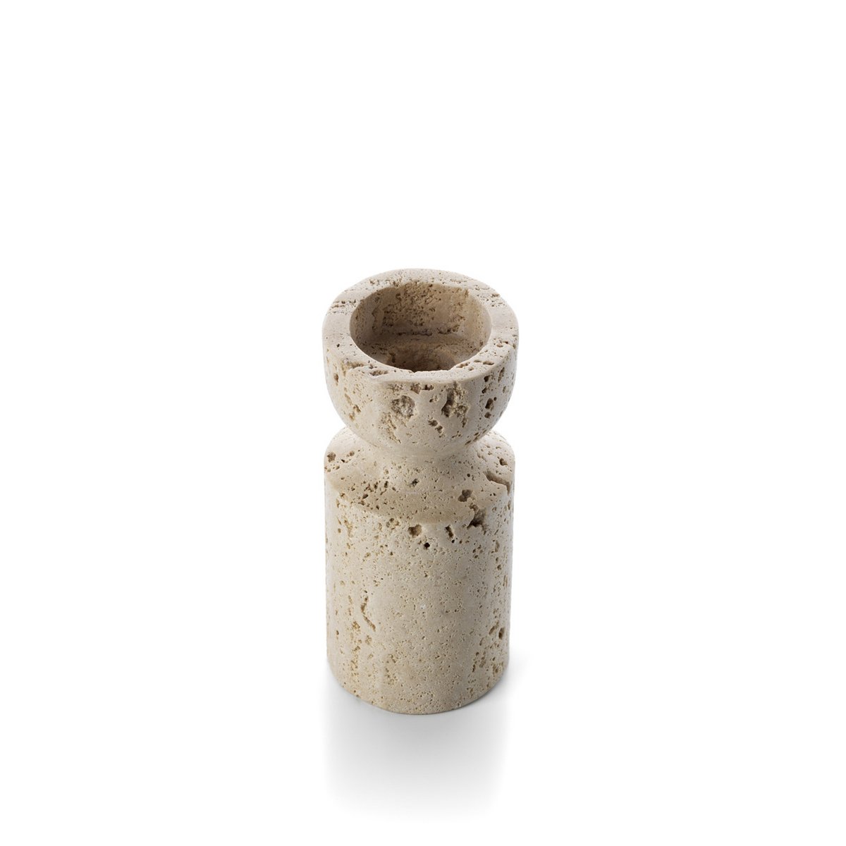 Travertine Tea Light Holder - Hourglass Candle Holder - Beige - S