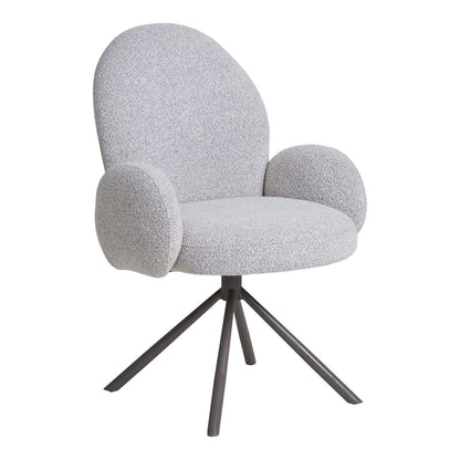 Bouclé Dining Chair - Sand Swivel Chair with Steel Legs, 69cm