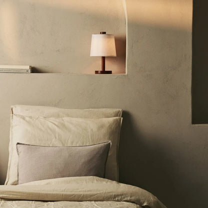 Rover Chestnut Brown Wooden Rechargeable Lamp | Cordless, Dimmable & Linen Blend