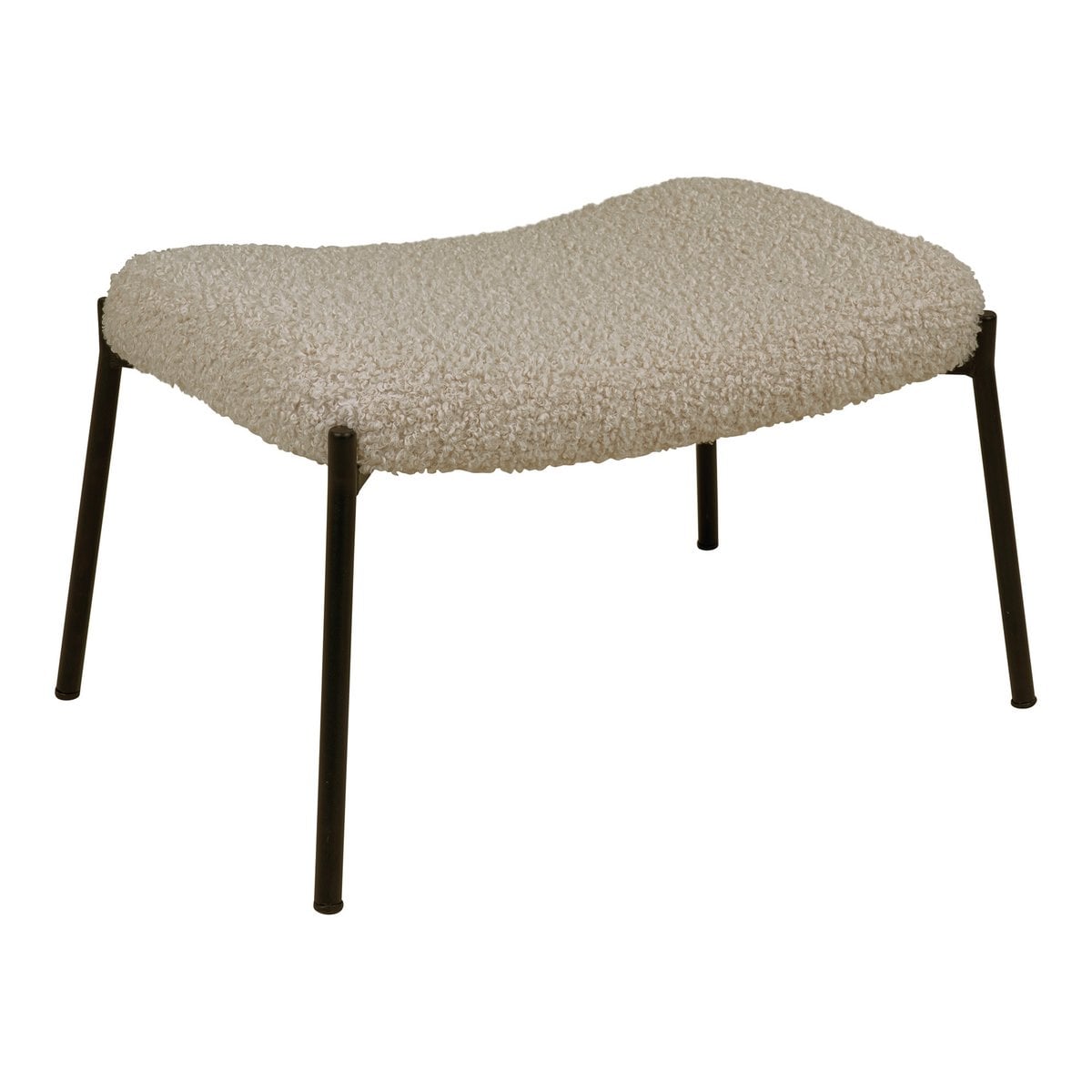 Glasgow Footrest - Grey/brown, Artificial Lambskin, Black Metal Legs
