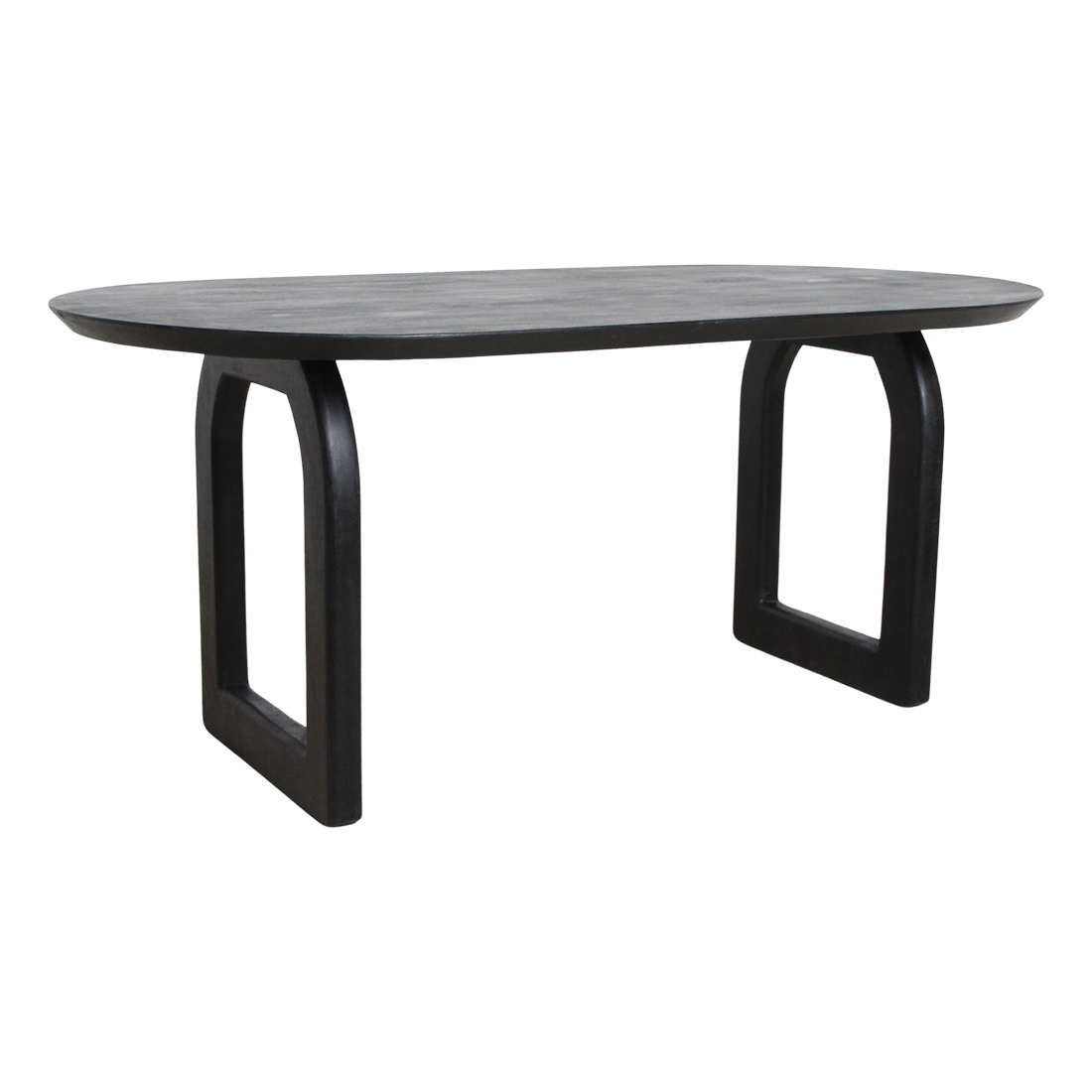 Mango Wood Dining Table - Black Bullnose Open Chassis, Modern Design
