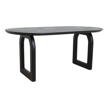 Mango Wood Dining Table - Black Bullnose Open Chassis, Modern Design