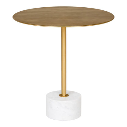 Brass & Marble Side Table - Modern Accent Table, 51x52cm