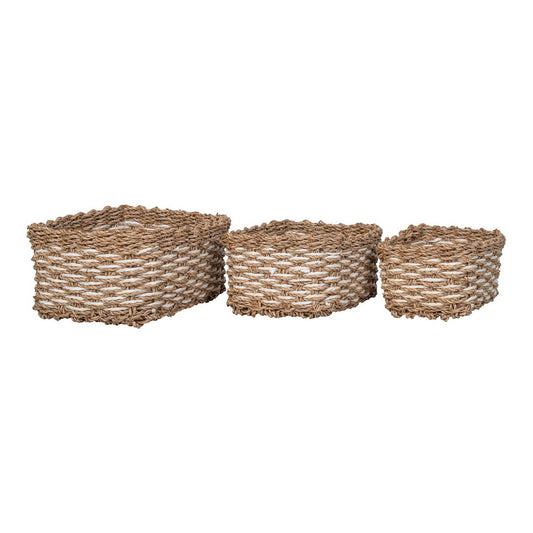 Seagrass Storage Baskets Set – Natural Paper, Set of 3