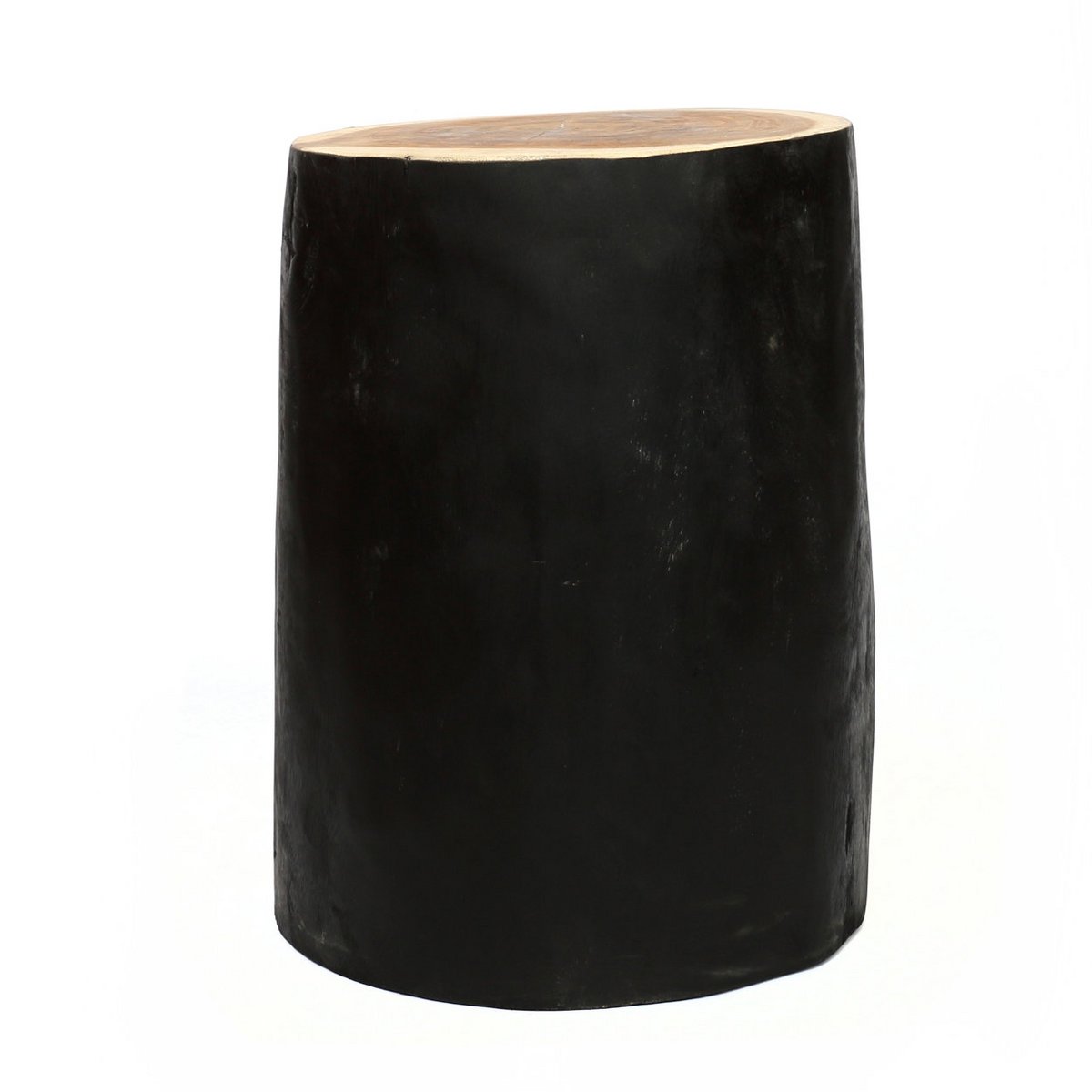Suar Wood Stool - Natural Black Accent Stool for Living Room