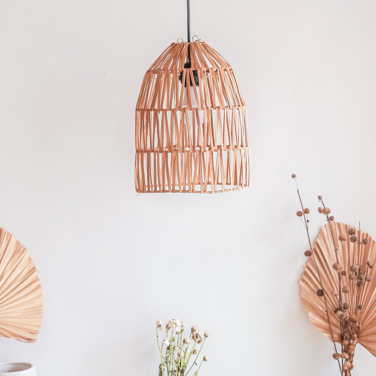 Rattan Pendant Lamp - Natural Woven Lampshade, Boho Lighting, 2 Sizes