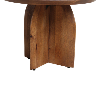 Mango Wood Side Table - Round Accent Table, 55 cm