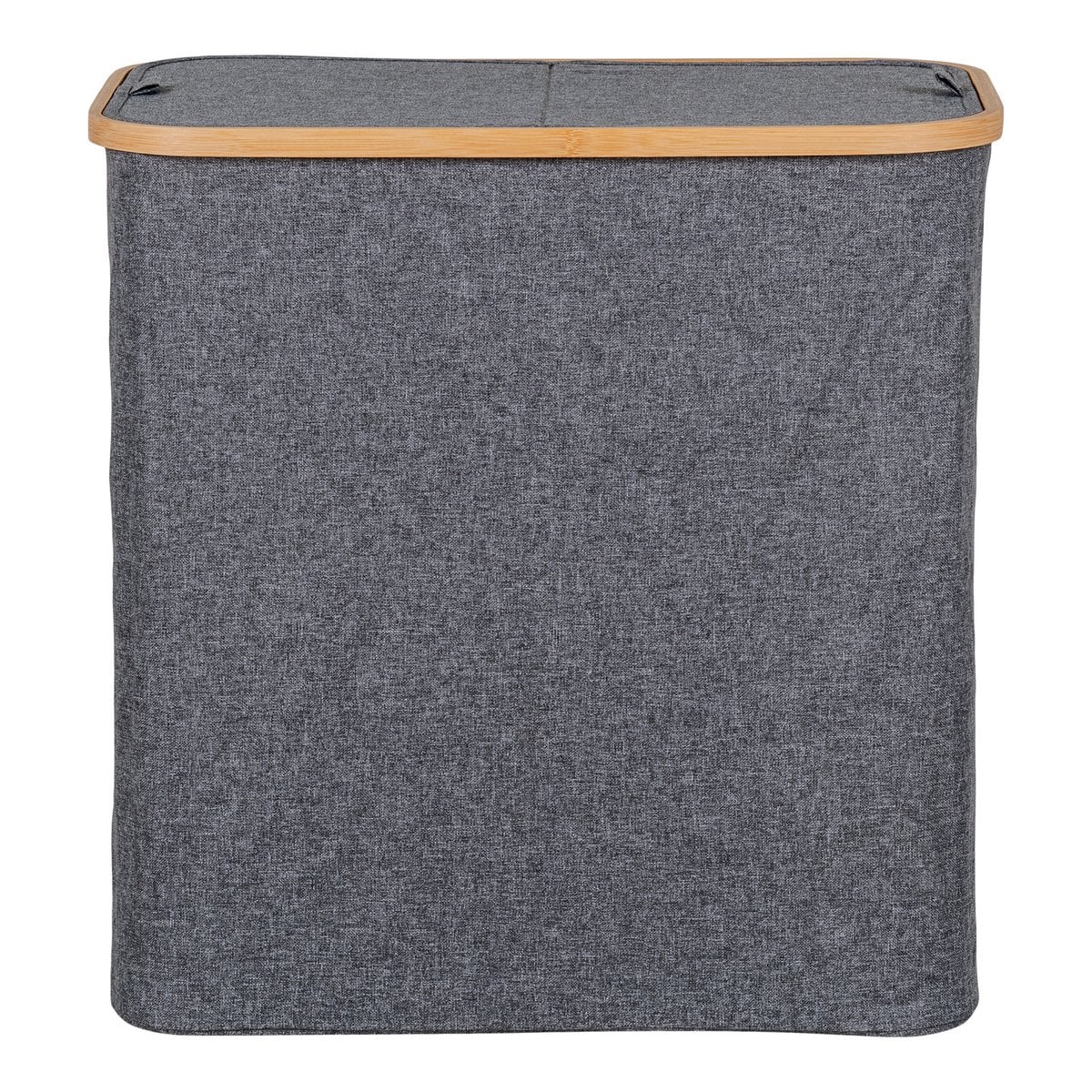 Bamboo Laundry Basket - Dark Grey Textile Liner, 54 cm