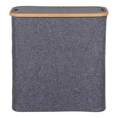 Bamboo Laundry Basket - Dark Grey Textile Liner, 54 cm