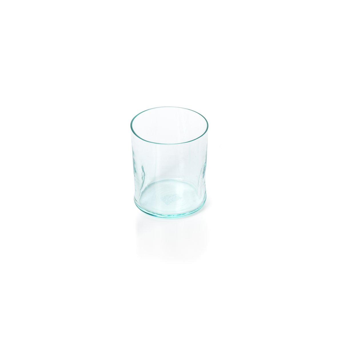 Recycled Glass Whisky Tumbler - On the Rocks Style, Small Size, Blue Tint
