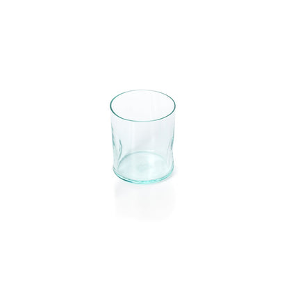 Recycled Glass Whisky Tumbler - On the Rocks Style, Small Size, Blue Tint