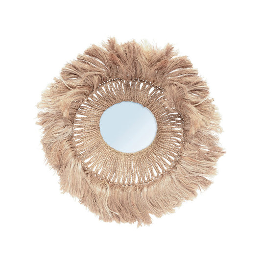 Abaca Woven Mirror - Natural Fiber Wall Decor
