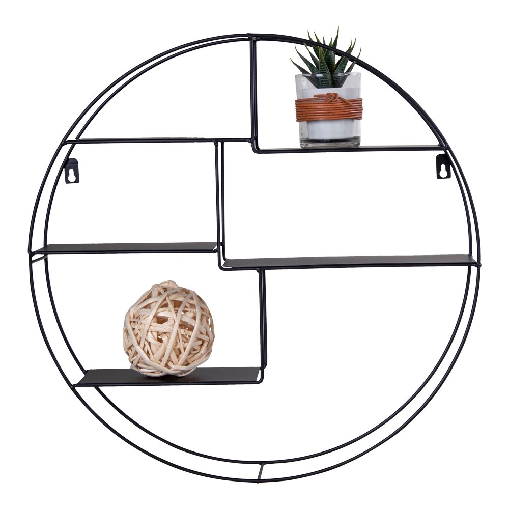 Genk Shelf - Black, Steel, Ø47x10 cm