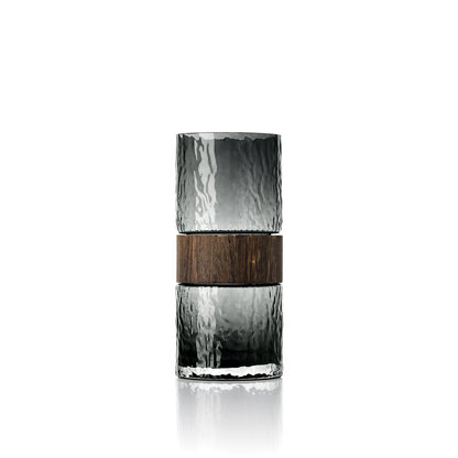Dark Grey Wood Vase - Modern Glass Decorative Vase