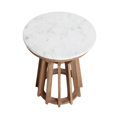 Sarawak side table marble white - 40x40x50 cm