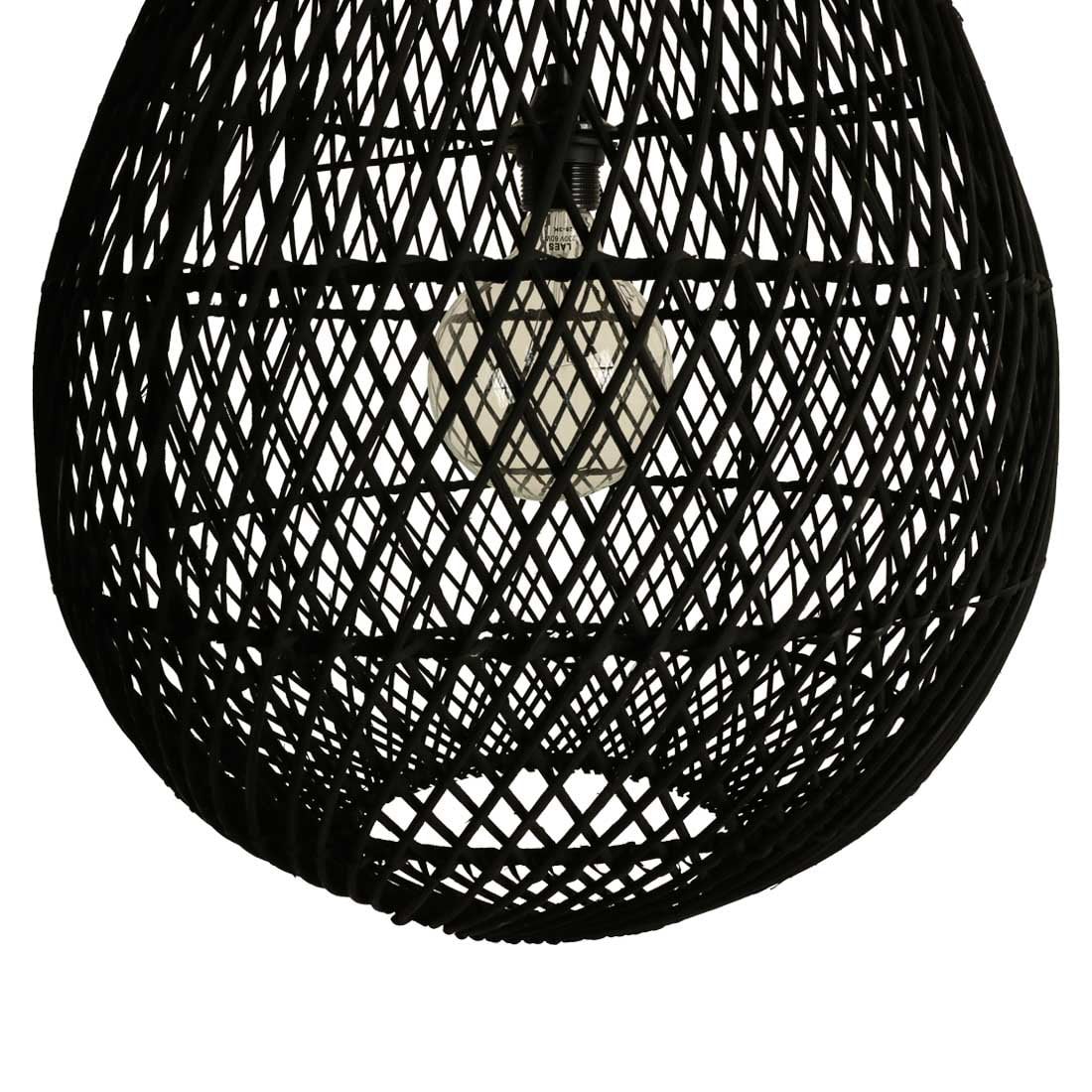 Rattan Pendant Light - Black Drop Hanging Lamp