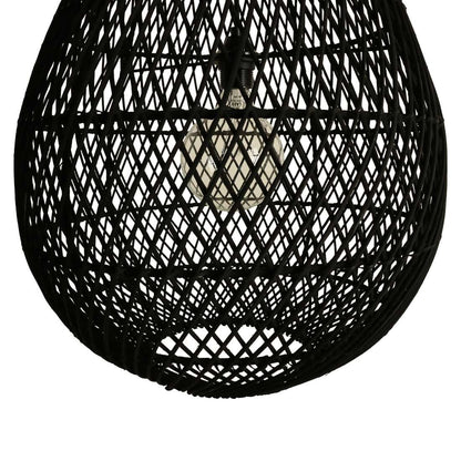 Rattan Pendant Light - Black Drop Hanging Lamp