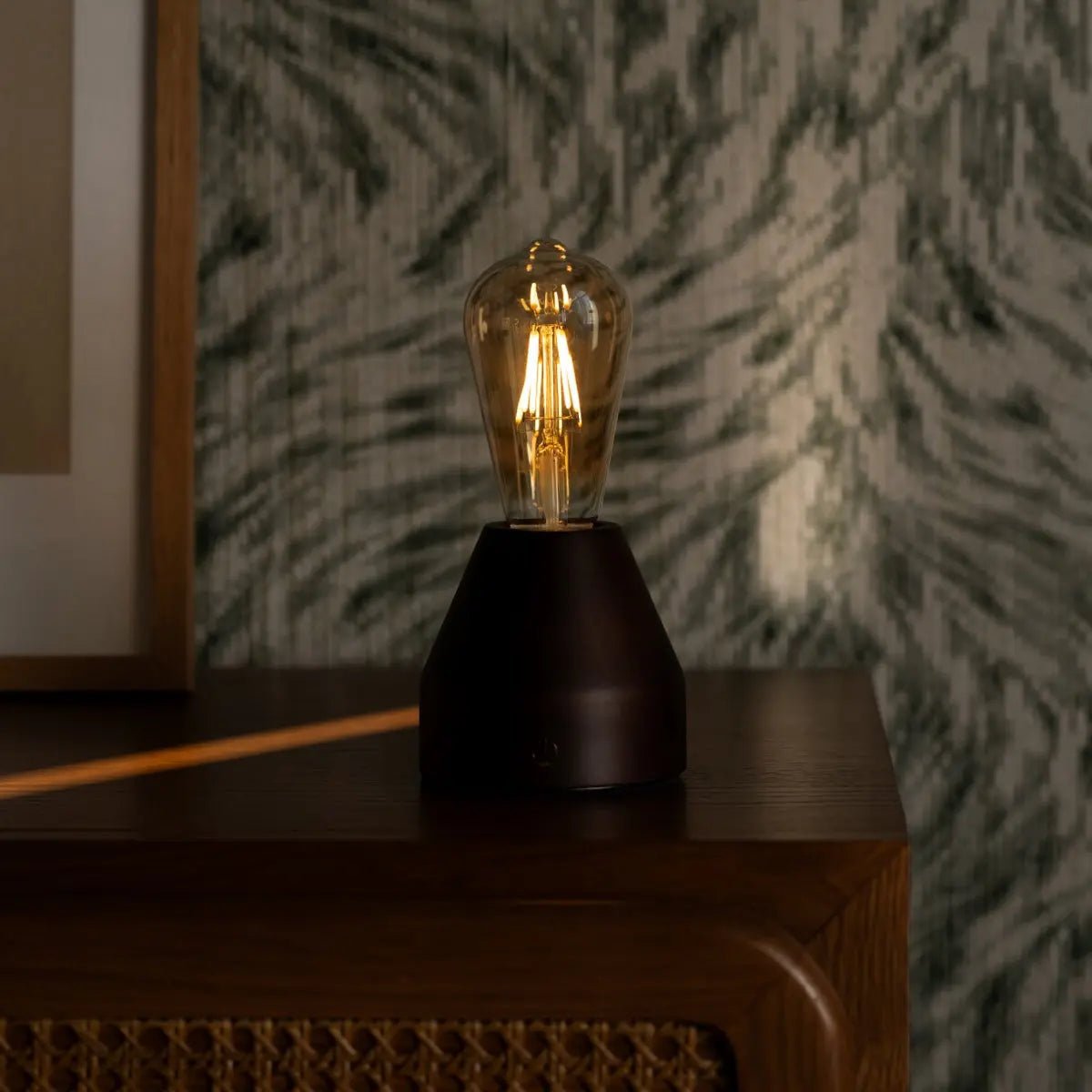 Zavi Dark Brown Rechargeable Table Lamp | LED, Cordless & 80-Hour Battery Life