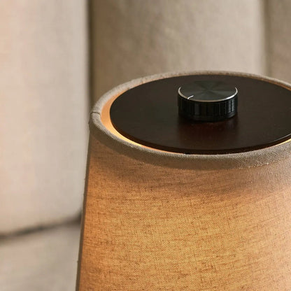 Rover Dark Brown Wooden Rechargeable Lamp | Cordless, Dimmable & Linen Blend