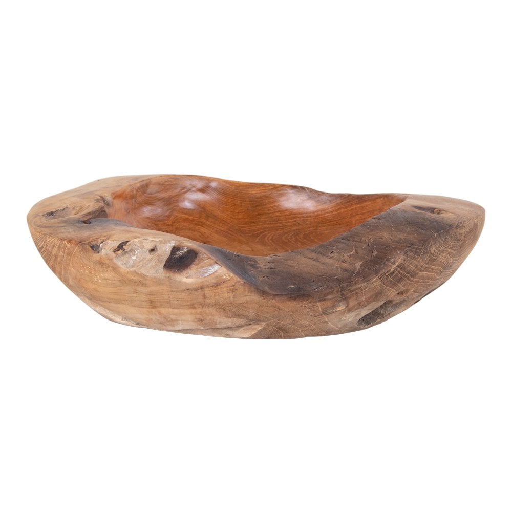 Teak Wood Bowl - Natural Serving Bowl, Rustic Decorative Bowl, 30cm